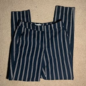 Striped Capri Pants - Navy
